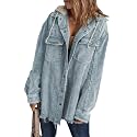 Dokotoo Womens 2025 Fall Corduroy Shacket Jacket Long Sleeve Button Down Color Block Hooded Coat with Pockets