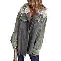 Dokotoo Womens 2025 Fall Corduroy Shacket Jacket Long Sleeve Button Down Color Block Hooded Coat with Pockets