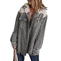Dokotoo Womens 2025 Fall Corduroy Shacket Jacket Long Sleeve Button Down Color Block Hooded Coat with Pockets