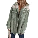 Dokotoo Womens 2025 Fall Corduroy Shacket Jacket Long Sleeve Button Down Color Block Hooded Coat with Pockets