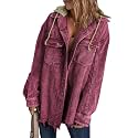 Dokotoo Womens 2025 Fall Corduroy Shacket Jacket Long Sleeve Button Down Color Block Hooded Coat with Pockets