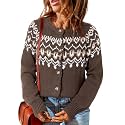 Dokotoo Womens Cardigans Casual Long Sleeve Chunky Knit Fall Winter Button Down Fair Isle Cardigan Sweaters