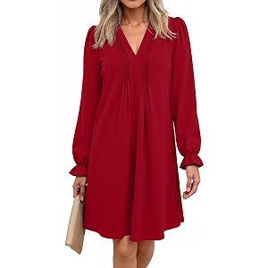 Dokotoo Womens Casual Dress A-Line Ruffle Sleeve