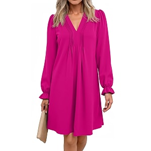 Dokotoo Womens Casual Dress A-Line Ruffle Sleeve