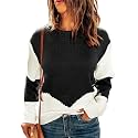Dokotoo Womens Crochet Crewneck Long Sleeve Pullovers