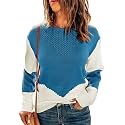 Dokotoo Womens Crochet Crewneck Long Sleeve Pullovers