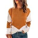Dokotoo Womens Crochet Crewneck Long Sleeve Pullovers