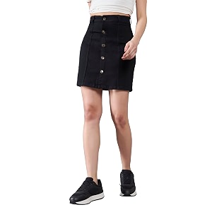 Dolce Crudo Womens Black Stretchable Solid A-line
