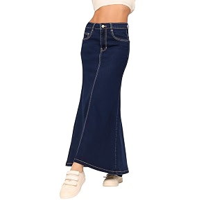 dolce crudo women39s flared high-rise stretchable denim maxi skirt
