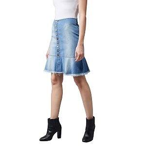 dolce crudo women39s flared high-rise stretchable denim maxi skirt