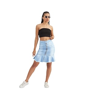dolce crudo women39s flared high-rise stretchable denim maxi skirt