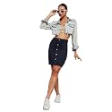 Dolce Crudo Women's Flared High-Rise Stretchable Denim Maxi Skirt