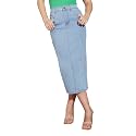 Dolce Crudo Women's Flared High-Rise Stretchable Denim Maxi Skirt