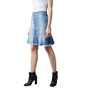 Dolce Crudo Women's Flared High-Rise Stretchable Denim Maxi Skirt
