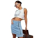 Dolce Crudo Women's Flared High-Rise Stretchable Denim Maxi Skirt