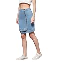 Dolce Crudo Women's Flared High-Rise Stretchable Denim Maxi Skirt