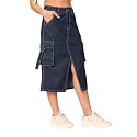 Dolce Crudo Women's Flared High-Rise Stretchable Denim Maxi Skirt