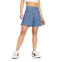Dolce Crudo Women's Flared High-Rise Stretchable Denim Maxi Skirt
