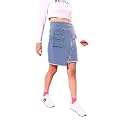 Dolce Crudo Women's Flared High-Rise Stretchable Denim Maxi Skirt