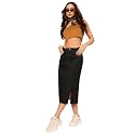Dolce Crudo Women's Flared High-Rise Stretchable Denim Maxi Skirt