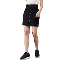 Dolce Crudo Women's Flared High-Rise Stretchable Denim Maxi Skirt