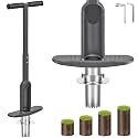Dolibest Bulb Planter Tool w/Soft Grip, Grass Plugger Tool w/Stainless Steel Sharp Serrations, Depth Adjust Pre-Assembled Sod Plugger w/Centre Auto Dump Design for Lawn Planting Bulbs and Grass Repair