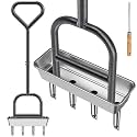 Dolibest Lawn Coring Aerator, Manual Lawn Aerator, 4 Stainless Steel Corer Plug Aerator with Triangular Handle, Pre-Assembled Manual Grass Aerating Tool &amp; Storage Tray for Improving Lawn Health
