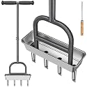 Dolibest Lawn Coring Aerator, Manual Lawn Aerator,4 Stainless Steel Corer Plug Aerator with Soil Core Storage Tray, Pre-Assembled Manual Grass Aerating Tool & Clean Hand Tool, Improving Lawn Health