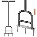 Dolibest Lawn Coring Aerator, Stainless Steel 3 Corer Plug Aerator Tool with Soft Rubber Grip, Manual Grass Aerating Tool, Garden Tool & Cleaning Hand Tool for Loosening Soil and Improving Lawn Health