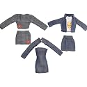 El Figo Doll Clothes, Doll Dresses and Accessories Set / 3 Pc Denim Outfits with Accessories (Tailored Dress for 28 c.m - 31 c.m Tall Toy)