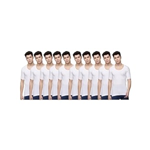 dollar lehar men combed cotton round neck with sleeve vest -white
