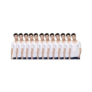dollar lehar men combed cotton round neck with sleeve vest -white