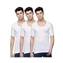 Dollar Lehar Men Combed Cotton Round Neck with Sleeve Vest -White