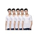 Dollar Lehar Men Combed Cotton Round Neck with Sleeve Vest -White
