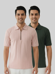 Dollar Solid Men Polo Neck Multicolor T-Shirt