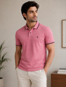 Dollar Solid Men Polo Neck Pink T-Shirt