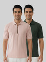 Dollar Solid Men Polo Neck Pink Green