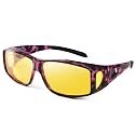 Dollger Night Vision Glasses for Women Men,Fit Over Prescription Glasses with Anti Glare Yellow Lens