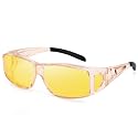 Dollger Night Vision Glasses for Women Men,Fit Over Prescription Glasses with Anti Glare Yellow Lens