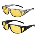 Dollger Night Vision Glasses for Women Men,Fit Over Prescription Glasses with Anti Glare Yellow Lens