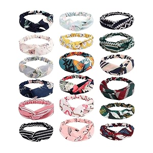 turban hairbandheadband korean style solid fabric cross knot with elastic solid head wraps hair bands with floral print stretchy hairband for women39s and girls multicolor pack of 12