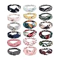 Turban Hairband/Headband Korean Style Solid Fabric Cross Knot With Elastic Solid Head Wraps Hair Bands With Floral Print Stretchy Hairband For Women's and Girls (Multicolor) (Pack of 12)