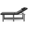 Dolonm 30.5in Wide × 75in Long Stationary Massage Table with Backrest and Storage Space, Metal Frame PU Leather for Treatment Table Physical Therapy Table Spa Facial Bed, Black - 6 Round Legs