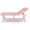 Dolonm 30.5in Wide × 75in Long Stationary Massage Table with Backrest and Storage Space, Metal Frame PU Leather for Treatment Table Physical Therapy Table Spa Facial Bed, Pink - 6 Round Legs