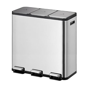 dolphy stainless steel step-on pedal dustbin  with 3 compartment 15l15l15l rectangular removable inner bucket trash can  for bathroom home kitchen and office with lid - 45 litres capacity