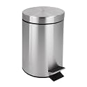 DOLPHY Stainless Steel Plain Pedal Dustbin With Plastic Bucket And Lid | Trash Can, Round Shape Dustbin For Home, Bathroom, Kitchen, Office, Bedroom (3 Litres- 6 * 10 Inches)(small size)