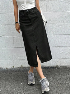dolsia washed women pencil black skirt