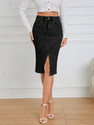 dolsia Women Solid Pencil Black Skirt
