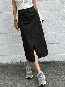 dolsia Washed Women Pencil Black Skirt