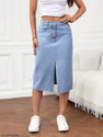 dolsia Washed Women Pencil Light Blue Skirt
